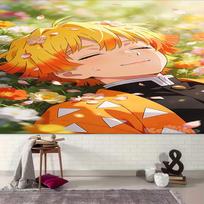 1pc Nezuko Demon Slayer Agatsuma Zenitsu Tapestry, Living Room, Bedroom, Office, Party Decor, Ideal Festive Gift 130cmx150cm