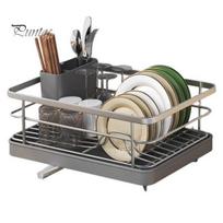 Storage Holder Dish Drying Rack Large Capacity Non-Slip Design Stable Auto-Drain Easy to Install Space-Saving Kitchen with Cutlery Space-saving pilka