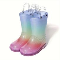Children's Princess Rainbow Rain Boots, High Quality, Transparent, Mid-Calf, Non-Slip Water Shoes for Girls. 24 (Insole Length 15.1cm) gray