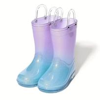 Children's Princess Rainbow Rain Boots, High Quality, Transparent, Mid-Calf, Non-Slip Water Shoes for Girls. 27 (Insole Length 17.3cm) white