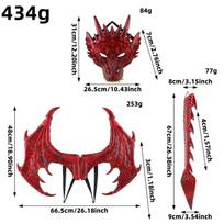Kids Dragon Costume Halloween Role Play Outfit PU Jumpsuit Party P1-17 Red Dragon Style black