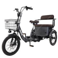 650W 48V 3 Wheels Electric Bicycle For Adult 18 Inch Folding Electric Bike 2 Seater For Old People Electric Tricycle With Basket pilka spalva