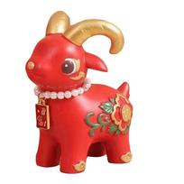 Resin Material Miniature Sheep Figurine Vibrant Colors Zodiac Animal Statue  Home Bookshelf raudona