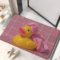 Pink Tile Cute Yellow Rubber Duck Doormat Cartoon Bath Towel Duck Print Non Slip Rug for Shower Entry Decor 40X60CM gray