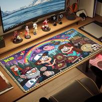Gravity Falls Color Mouse Pad Large Gaming Table Cushion Non-slip Laptop Tablet Big Mousepad XXL Mat Mini PC Playmat With Lock edge 30cmx60cm(11.8x23.6inch) beige