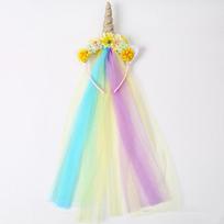 Children's Unicorn Mesh Headband Kids Accessory Hair Wear Hoop Colorful Lovely Headdress Party Hairwear geltona