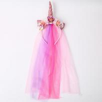 Children's Unicorn Mesh Headband Kids Accessory Hair Wear Hoop Colorful Lovely Headdress Party Hairwear rožinė