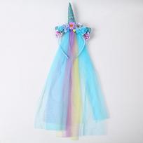 Children's Unicorn Mesh Headband Kids Accessory Hair Wear Hoop Colorful Lovely Headdress Party Hairwear mėlyna