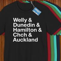 New Zealand Cities Shirt! Reppin' Wellington, Dunedin, Hamilton, & Christchurch, Auckland! 140