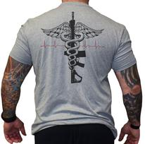 Unisex Summer Us Combat Medic Tactical Caduceus Print ONeck TShirt Casual Short Sleeve Tops For Daily Outdoor Wear M gray