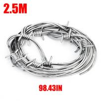 Horror Fake Barbed Wire Blood Pattern Artificial Barb Rope Halloween Haunted House Yard Party Scene Decoration Props Supplies 1pc (Length 2.5 m) gray