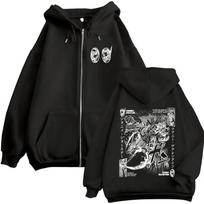 Anime JoJo Bizarre Adventure Johnny Joestar Funny Valentine Zipper Hoodies Men Women Clothing Fashion Hip Hop Zip Up Sweatshirts M juoda