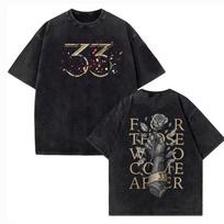 Game Clair Obscur Expédition 33 Vintage Washed T Shirts Men's Women Casual High Quality Cotton T-shirt Fans Streetwear 2XL