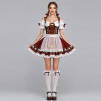 Helovino vokiškas Oktoberfest kostiumas Bavarijos liaudies stiliaus sceninis kostiumas cosplay XS raudona