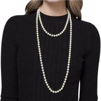 Luxury Sweet Korean Style Long Necklace Women Choker Imitation Pearl Sweater Chain Clavicle Chain 150cm/120g-B black