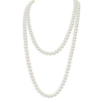 Luxury Sweet Korean Style Long Necklace Women Choker Imitation Pearl Sweater Chain Clavicle Chain 150cm/40g-C white