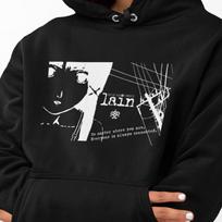 Serial Experiments Lain Hoodie, Unisex Anime Pullover 130 black