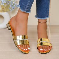 Large-Size Slide Sandals for Women – Summer New Korean Style Fashionable Rhinestone Open-Toe Casual Slippers 40