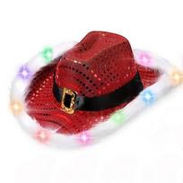 Plush Christmas Cowboy Hat Sequins Santa Claus Hat Fashion Fisherman Hat  Christmas Decoration Multicolor Light