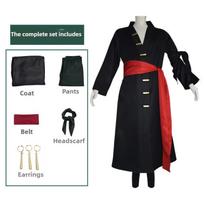 Fantasia Wano šalies Roronoa iš Zoro Cosplay Kimono Anime Pirato Kostiumas Vyriškas Helovino Karnavalo Šventės Drabužiai 130 black