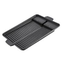 BBQ Grill Pan Plate 11 X 16cm Portable Non-Stick Coating Butane Gas Stove Cooker Plate Rectangle Korean Barbecue Plate gray