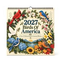 Dorm Room Essentials 2027 Bird Wall Calendar, Beautiful Birds & Nature Monthly Planner Academic Year Agenda with Coil Binding, Thick Art Paper A beige