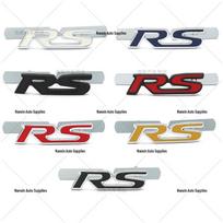 Red RS Metal Car Grille Badge - Decorative & Personalized Sticker Red with Black Edge