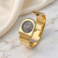 Big Ben Series Round Dial Elegant Half-Open Bangle Wrist Watch for Women beige