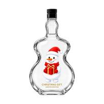 Santa Claus Christmas Guitar Shaped Decanter Xmas Tree Clear Glass Bottle  Home Decor StyleE