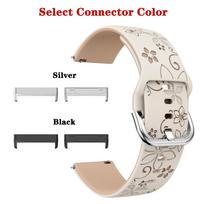Suderinamas su Fitbit Versa 4 3 dirželiu Silikoninis Išgraviruotas Gėlių raštas Vyriški Moteriški Pakeičiamas dirželis Priedai skirti Fitbit Versa 3 4 Versa 4&Silver Connector white