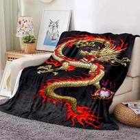 Chinese Dragon or Divine Dragon Fluffy Blanket Flannel Warmth Soft Plush Sofa Dragon Eye Square Throw Blanket Tourist Blanket 70x100cm