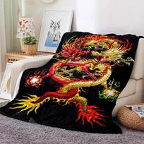 Chinese Dragon or Divine Dragon Fluffy Blanket Flannel Warmth Soft Plush Sofa Dragon Eye Square Throw Blanket Tourist Blanket 70x100cm