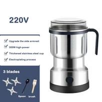 220V Multifunction Coffee Grinder Stainless Steel Blade Electric Herbs Beans Mill Spices Nuts Grains Cafe Bean Grinding Machine EU gray