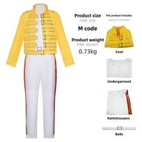 Freddie Mercury Cosplay Costume Set For Anime Stage Performances With Uniform Fabric For Adult Men M yellow