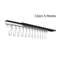 Non Punching Sliding Rail S Hooks Wall Mounted Jewelry Holder  for Bracelet Necklace Storage B