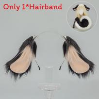 Japoniškas anime šuns ausų ir uodegos kostiumas su pliušiniais aksesuarais Helovino vakarėliams Black Hairband black