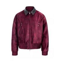 Unisex Oversized Collar Jacket With Contrast Stitching Suede Panels Couples Winter 2025 XXL black