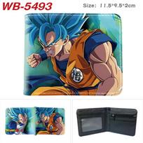 Dragon Ball Z Anime Piniginė PU Oda Vandeniui atspari Dvigubo lankstymo Monetinė Spalvotas Spaudinys Trumpas Kortelių Laikiklis Vyrams Moterims Fold in half blue