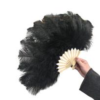 Stage Performances Large Feathered Fan with Soft Artificial Feathered, Folding Bamboos Frame for Dance and Photo Shoot Styling