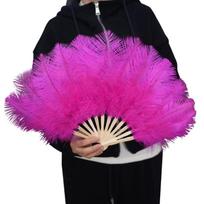 Stage Performances Large Feathered Fan with Soft Artificial Feathered, Folding Bamboos Frame for Dance and Photo Shoot Styling