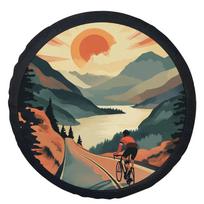 Cycling Sunset Tire Cover Universal Stylish Spare Wheel Protector Durable Polyester 15inch gray