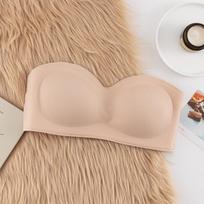 Strapless Non Slip Invisible Tube Top Push Up Bra For Women L smėlis