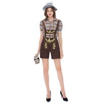 Men's And Women's Oktoberfest Clothing, Halloween Costume, Plaid Suspender Pants, Couples German Beer Costume Style D,L black