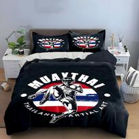 Muay Thai Art Design Set Bedding Set with 1 Duvet Cover 2 Pillowcases Single Double King Queen Gift EU Double 200*200cm/79x79in 3pcs