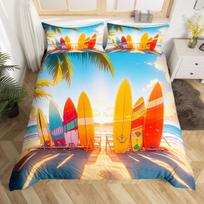 Sea Surf Duvet Cover for Teen Girls Boys, Beach Theme Surfboard Bedding Set for Bedroom Decor,Tropical Palm Tree Duvet Cover Set Baby 70x133 cm multi