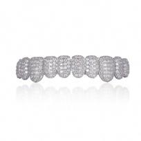 Gold Unisex 10-Tooth Zirconium Grillz - European & American Hip Hop Accessory gray