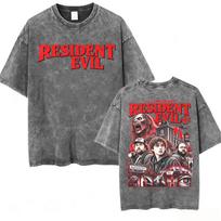 Resident Evil Raccoon City Claire Graphic T Shirt Washed Vintage Horror Gaming T-shirts Men Women High Quality Oversized2795 3XL gray