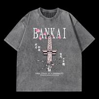 Kuchiki Byakuya BLEACH Grafinis Marškinėlis Vyrams Moterims Trumpomis Rankovėmis Medvilniniai Marškinėliai Vintažinis Skalbtas Marškinėlis Harajuku Vyriškas Per dydį Marškinėlis S black