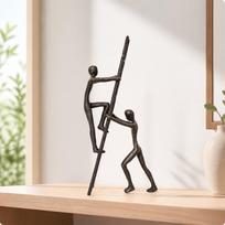 Cast Iron Ladder Sculpture Eye-Catching for Reading Corner, Seasonal Displays white