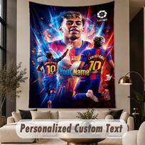 Custom Text Tapestry Lamine Yamal Print Wall Tapestry Indoor Living Room Wall Decor 150cmx200cm